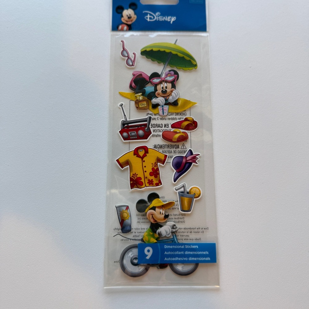 Disney Mickey Minnie Mouse Beach Vacation Dimensional 3D Stickers 9pc EK Success